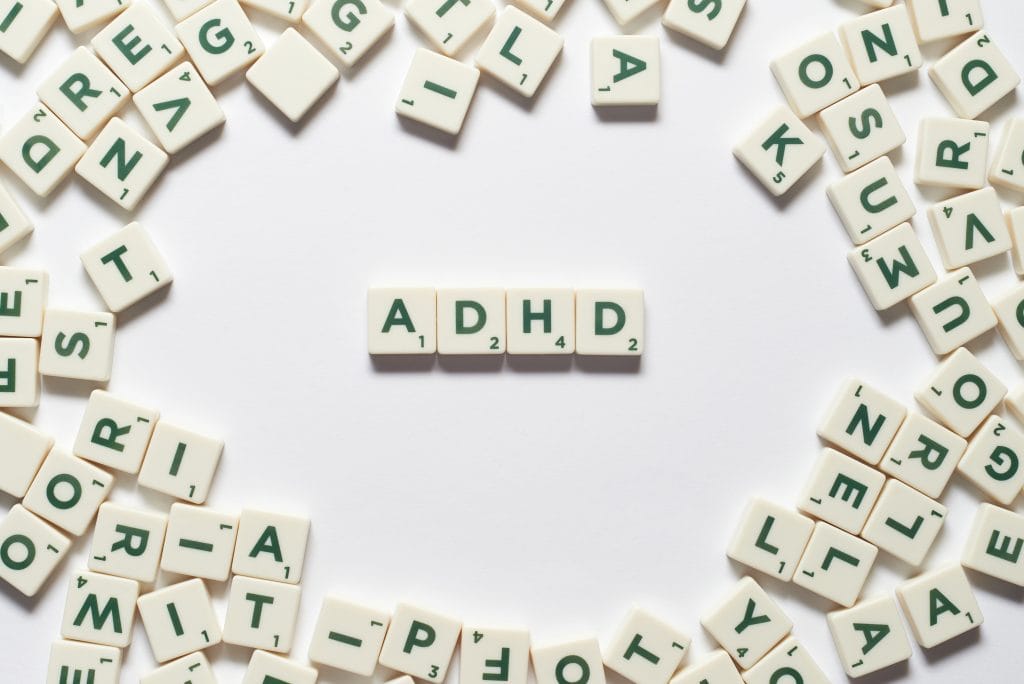 ADHD formed of scrabble blocks.