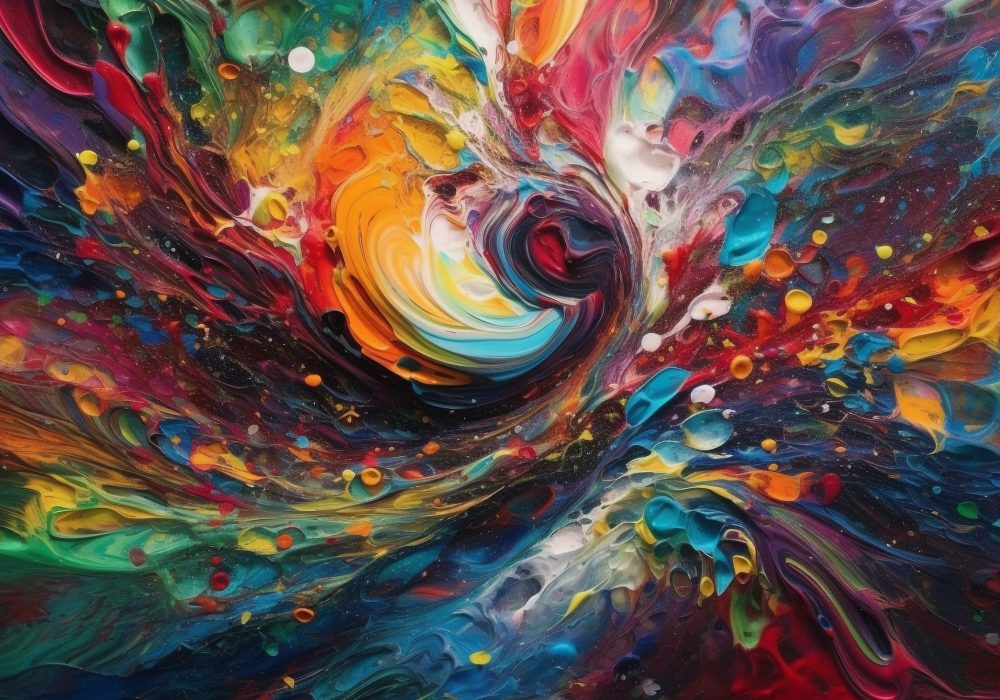 Blurred motion mixed with bright, psychedelic colors generated by AI